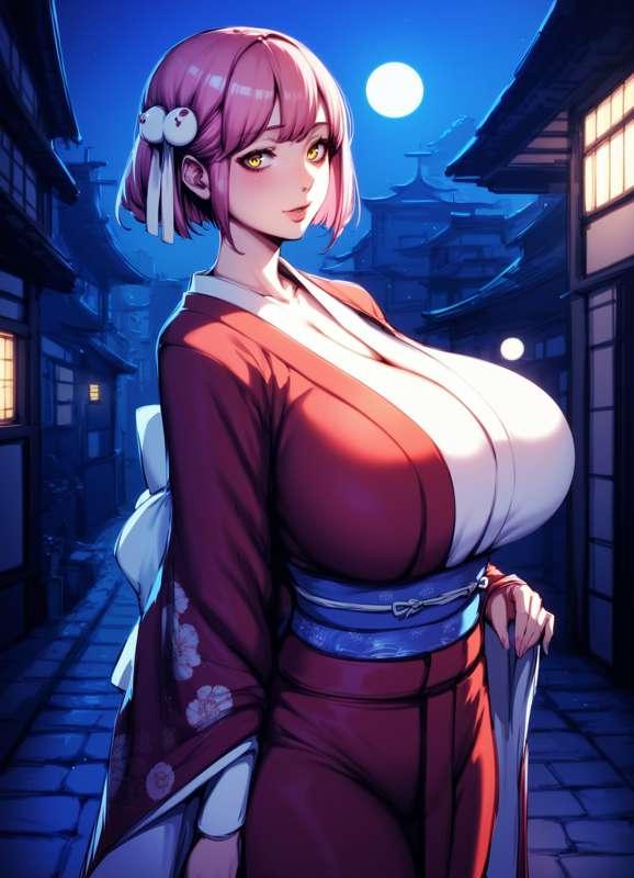 巨乳の神社の女の子