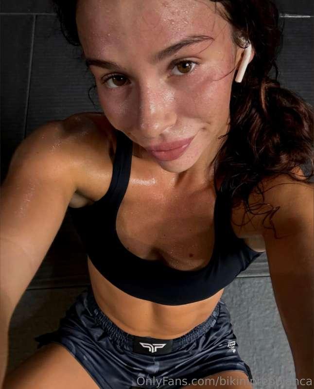 Sweating it out, but still too hot to handle. 🔥💦