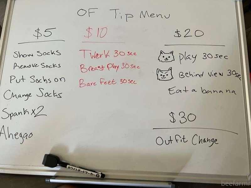 I want to do my first OF live soon so I made a tip menu. Wha..