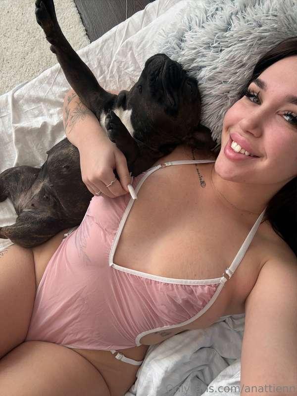 Relaxing with my best friend🐶! 