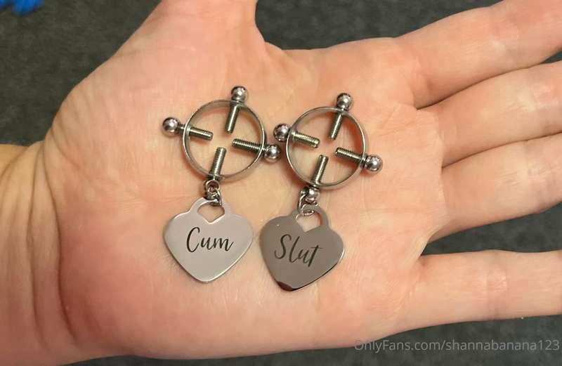 This is one of my new sets of nipple clamps I am wearing in ..