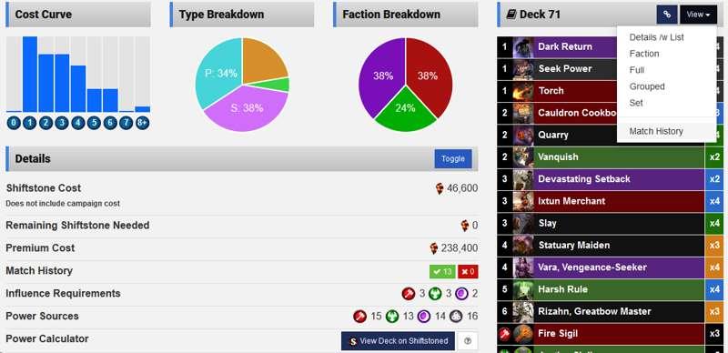 Deck Match History Tracking and some other updates