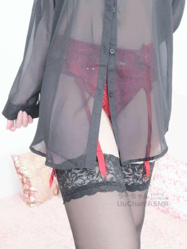 Black x Red ❤️ See-through shirt 💕 Stockings 💕 Can you bear it?