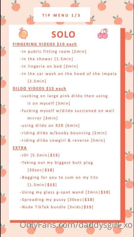 Updated Menu 🥰❤️😈
Be sure to check out all 3 pages😘💋
