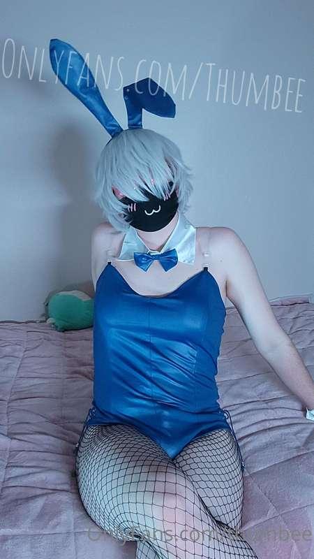 Probably my new favorite outfit 💙🐰🍑🍆👀✨️