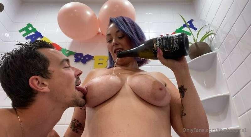 Ever drank champagne from a titty!? 🤭 he’s spoiled 😜  Sorry ..