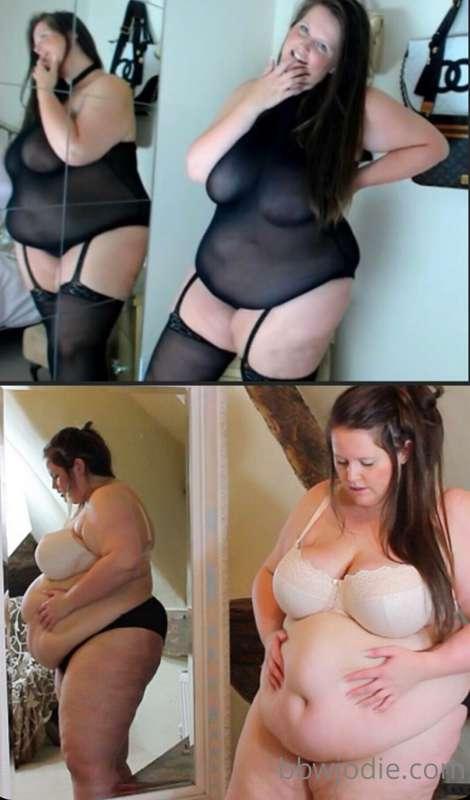 A 2 year mirror comparison, loving how much rounder my belly..
