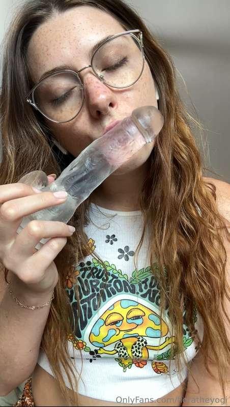 Do you like ASMR…? 🙈🤭 I hope this sloppy wet dildo sucking A..