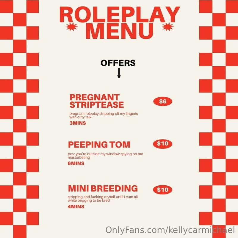 ROLEPLAY MENU 🍟if you're interested in any video, send me a ..