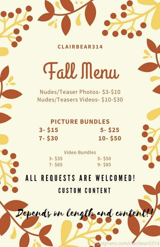 Fall menu!! Message me for more details and any questions or..