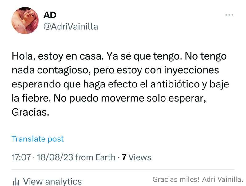 hola disculpen si no me he comunicado. Estoy en cama tratand..