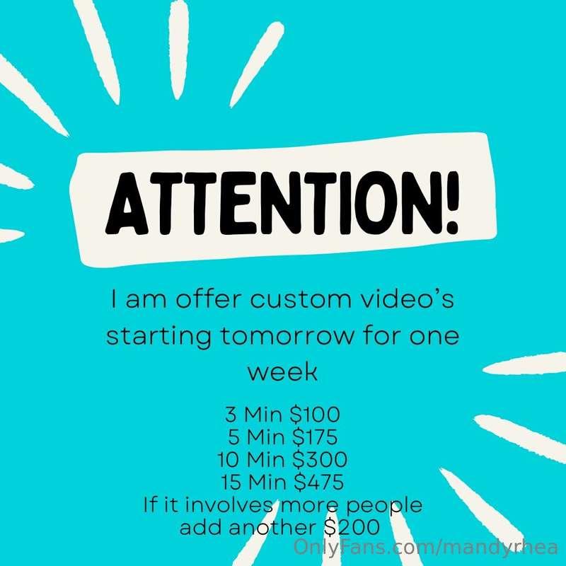 Starting tomorrow for one week I will be opening up video ca..