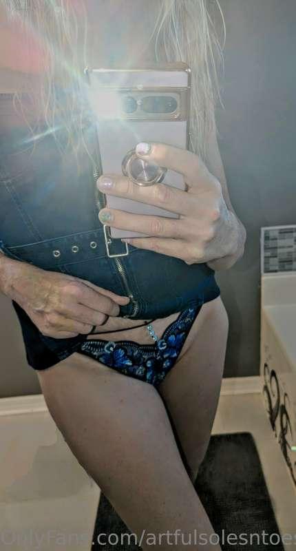 Loving my matching panties with my shirt!  No one else will ..
