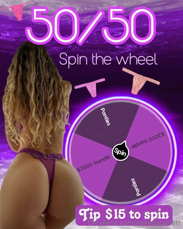 🎡✨ 50/50 WHEEL CHALLENGE ✨🎡The very first fan to tip $15 unl..