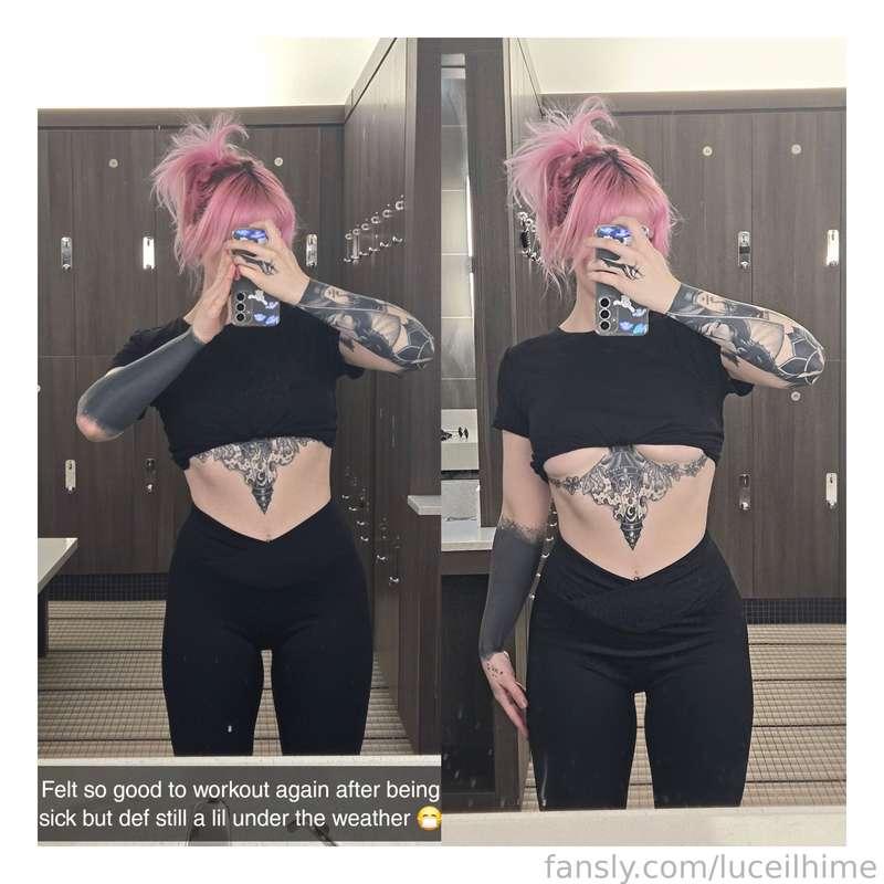 Working out always makes me feel better 💪😷

#cute #alt #tattoos #underboob #boobs #casual