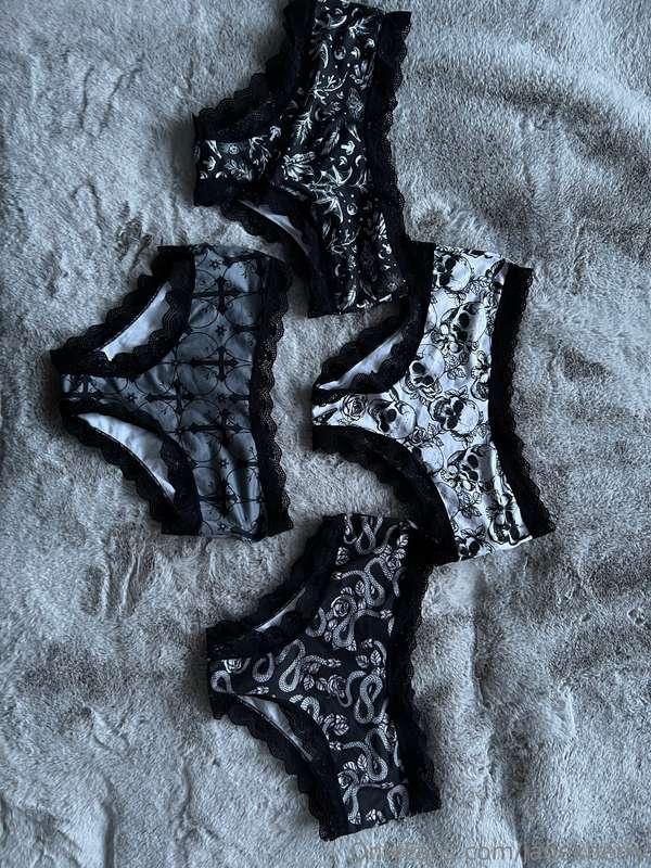 WORN lace trim goth girl panties are available, so we can be..