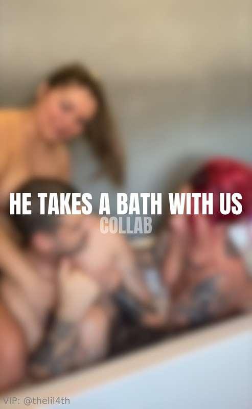Il prend un bain avec nous lors d'un petit moment au chalet ..