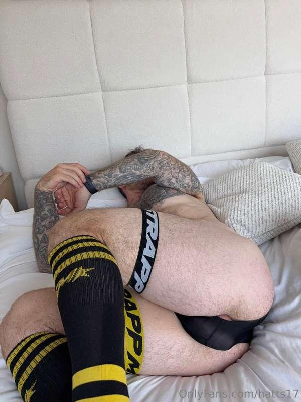 Pushing these XXL briefs to the limit! One slight movement a..