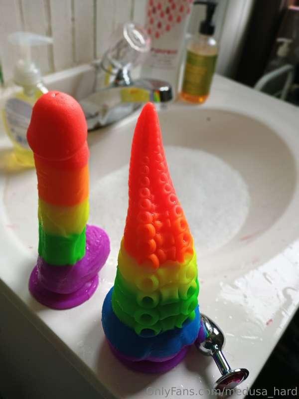 ## Which rainbow fucktoy should I stuff myself with today? 😉..