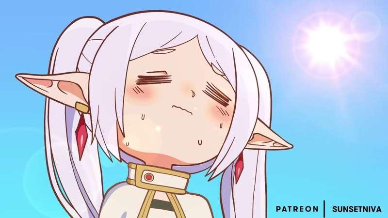 Frieren fights the heat  animation