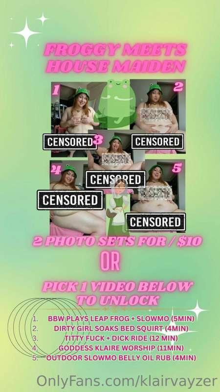 2 PHOTO SETS
OR 
CHOOSE A VIDEO TO UNLOCK!
(Get as soon as I..