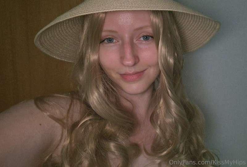 I thought this wig may work with a hat, but my sun hat would..