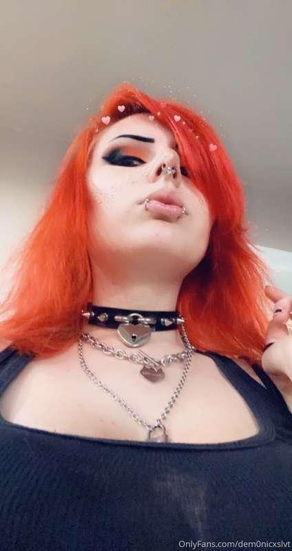 POV: you’re looking up from your goth gf’s cleavage