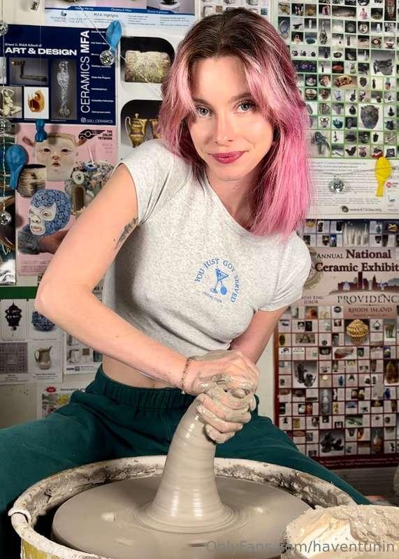 Love making pottery but it definitely can get messy! 🙈