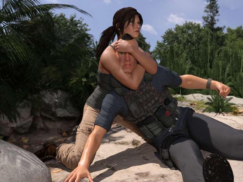 Lara's tight embrace