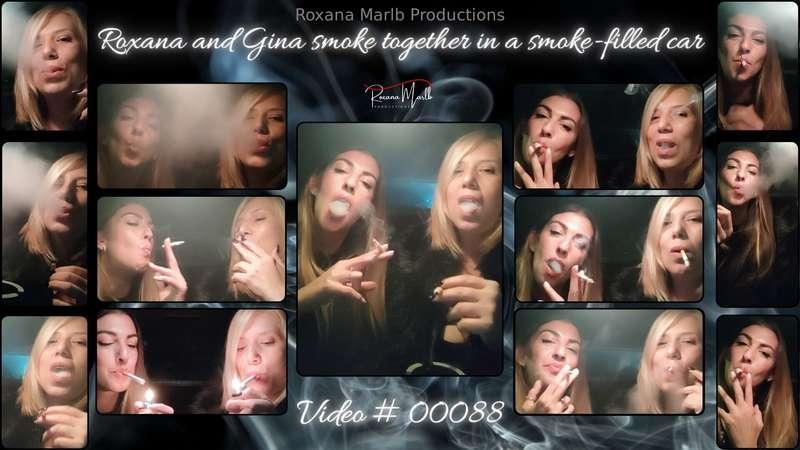 00088 # Roxana and Gina smoke together in a smoke-filled car..