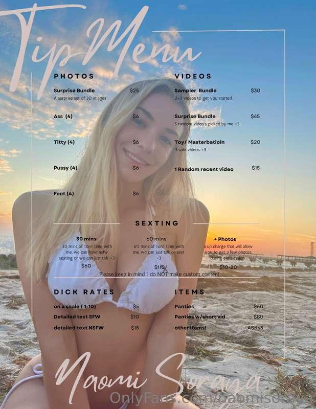 Here’s my new tip menu 💋 dm me on my free account(here)  if ..