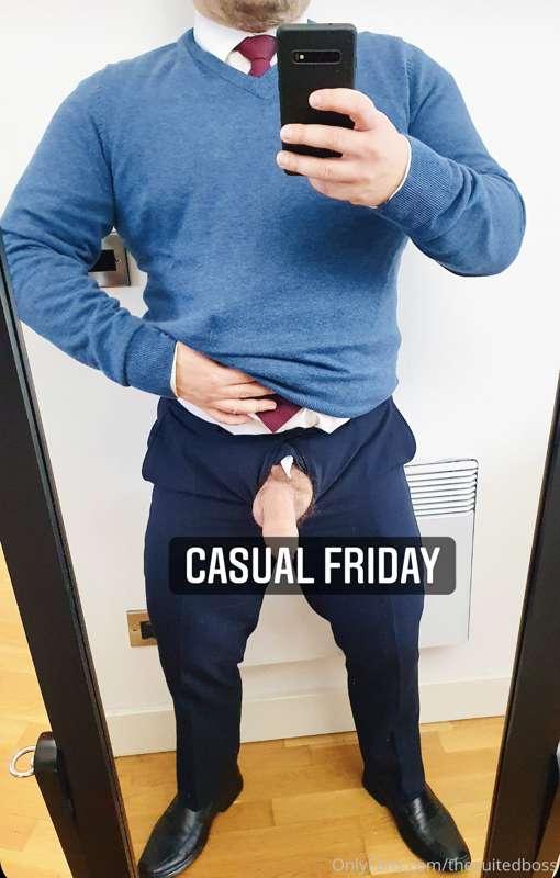 Casual Friday in the office. Flirting with the boss is allow..