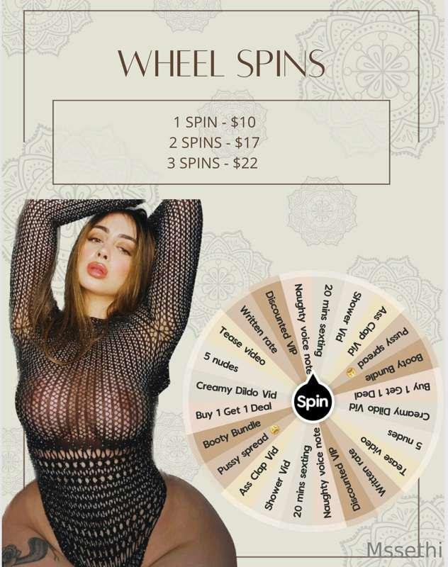 💥 **SPIN ALERT** 💥

Tip to *Win*
🍑 Buy 1 Get 1 Deal
🍑 Nude P..
