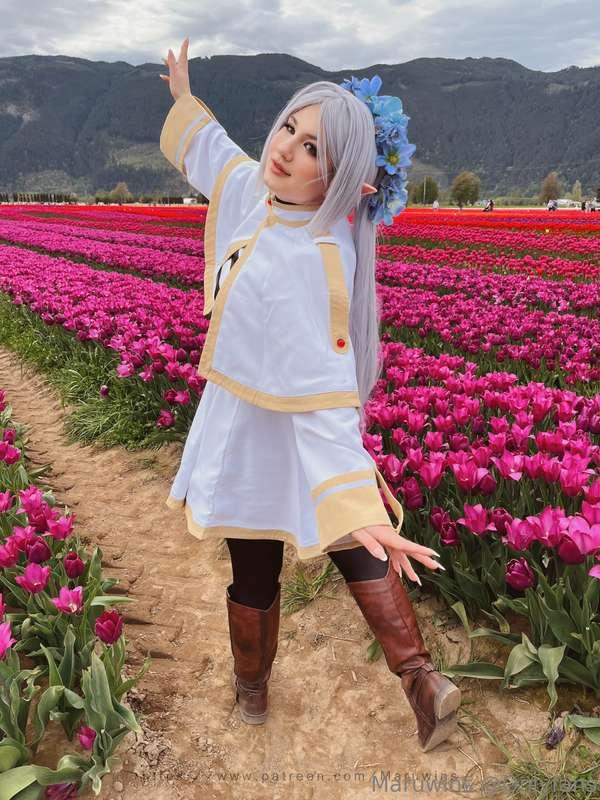 You better not be whimsically cosplaying Frieren in a field ..
