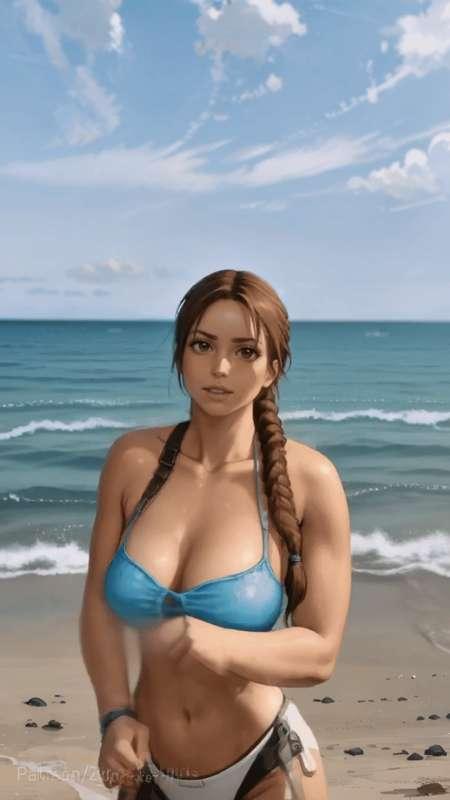 Lara Croft bikini dance