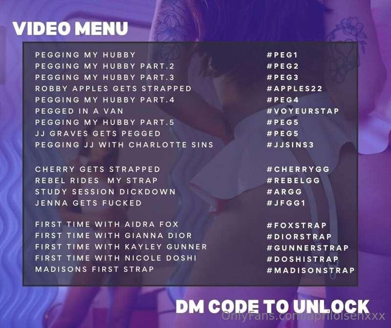 ***PEGGING + STRAPON VIDEO MENU***  Just DM me the code to u..