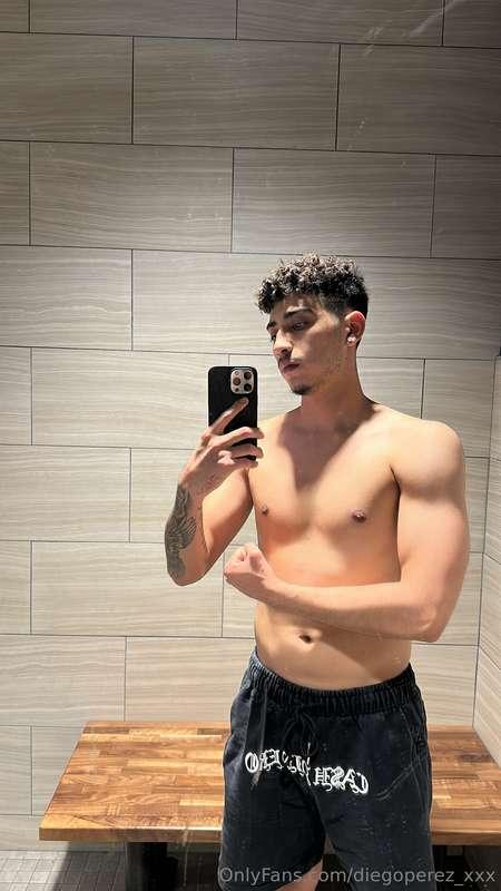 In the gym working hard 