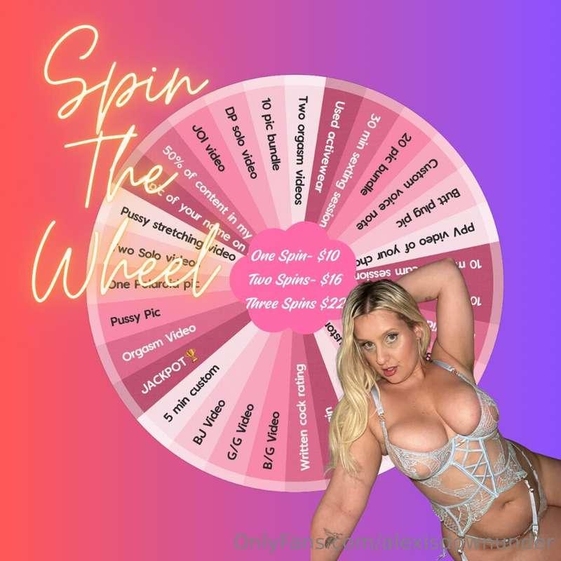 SPIN THE WHEELOne spin- $10Two spins- $16Three spins- $22🏆JA..