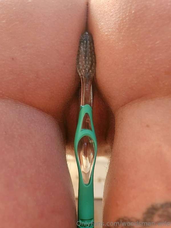 My toothbrush holder every night! I love the taste of her as..