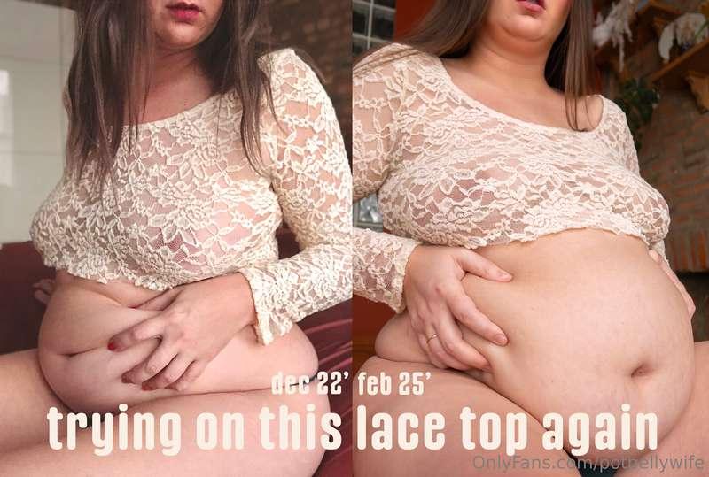 trying on this lace top again since getting fatter 🥰in this ..