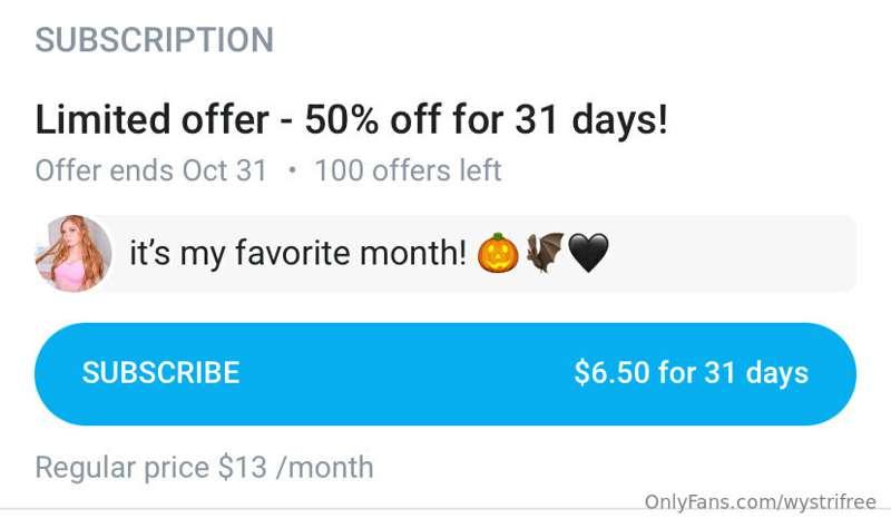 my main page is 50% off this month!! come see tons of conten..
