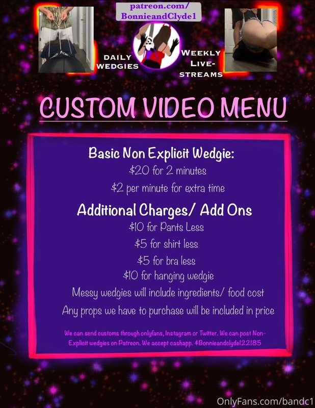 Here’s our custom video menu for anyone interested❤️