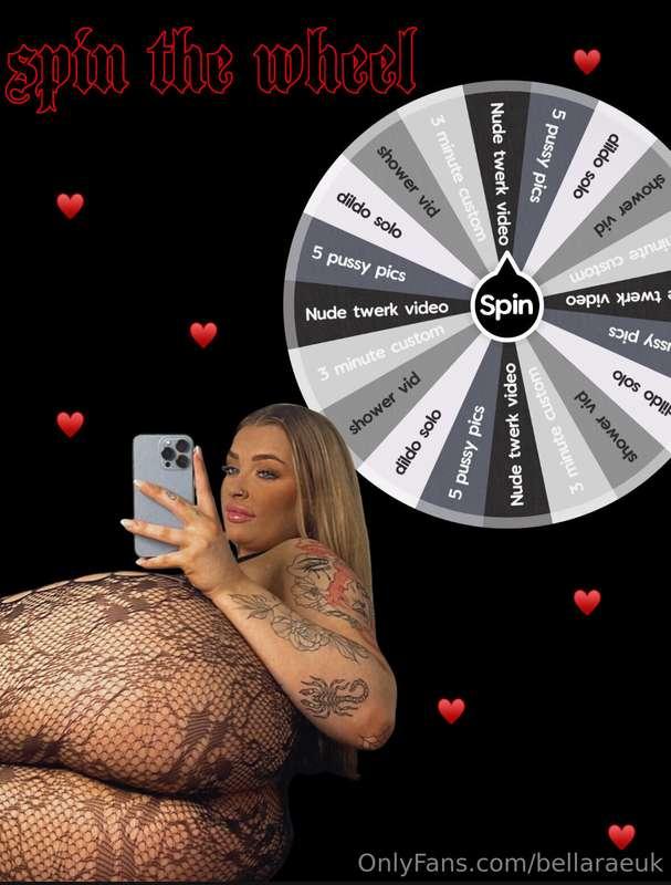 **SPIN THE WHEEL**  *1 spin - $15* *2 spins - $25* *3 spins ..