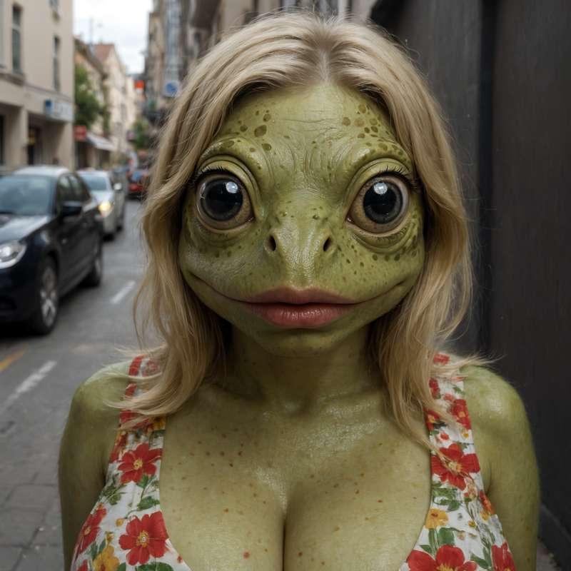 Blonde Frog Cleavage