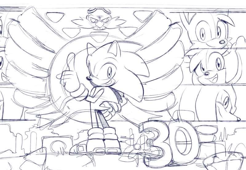 first sketch for the 30th anniversary drawing