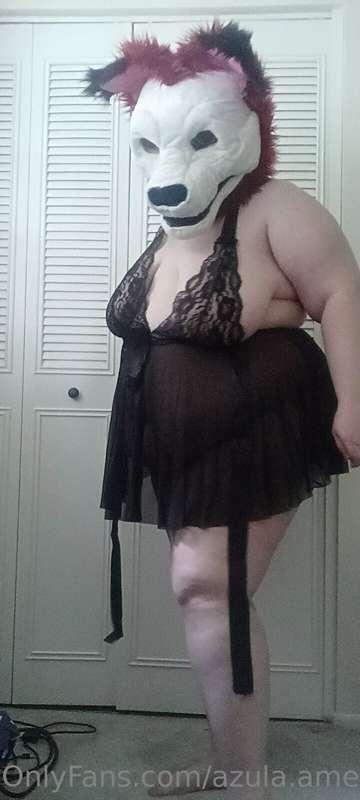 Skully the Skull Wolf in lingerie