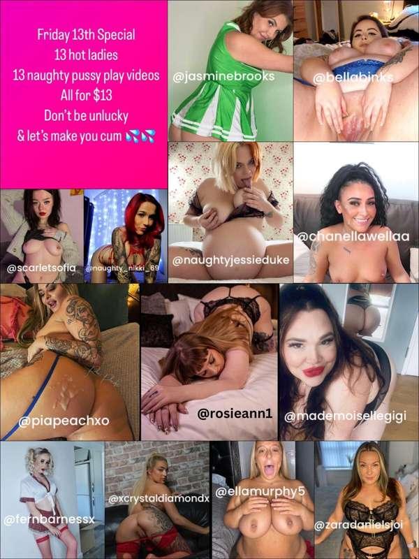 🎥 FRIDAY 13th SPECIAL 🎥 
 
Unlock and enjoy 13 filthy pussy ..