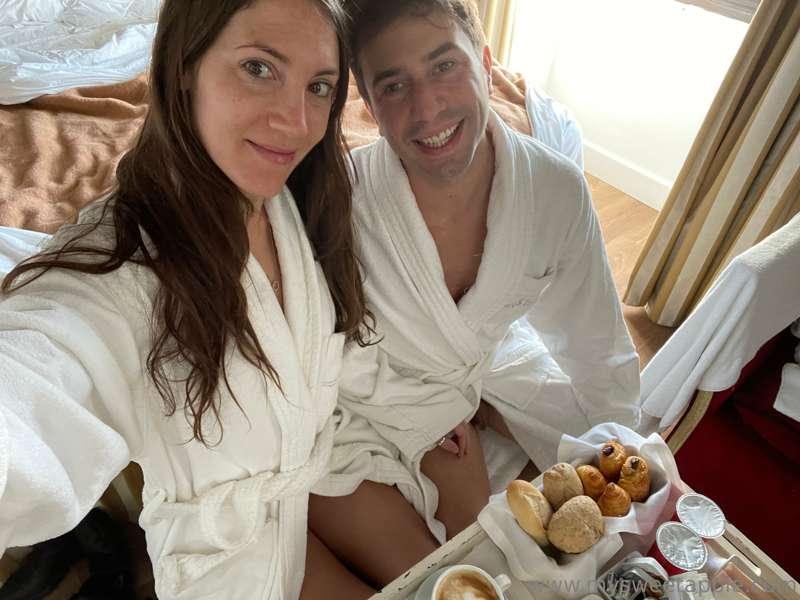 Our favorite part of staying at hotels is breakfast in bed. ..