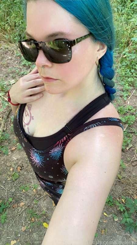 The trail was crowded so I didn’t get that many pictures. #fyp #selfies #workout #outside #hugetits #lactation #lactating #hucow #bdsm #pet 