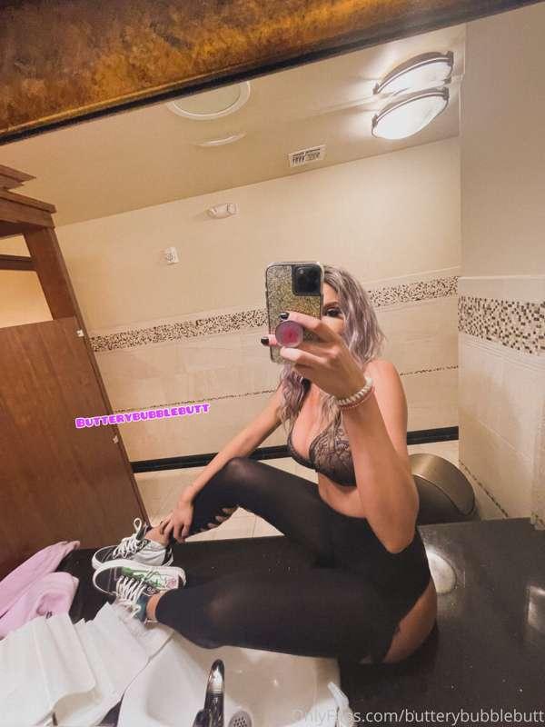just mid workout i think “let’s go be a slut in the bathroom..